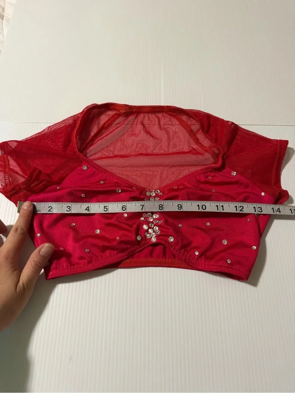 Kelle red top En Vogue Dance Costume custom rhinestone solo 2796 adult SA